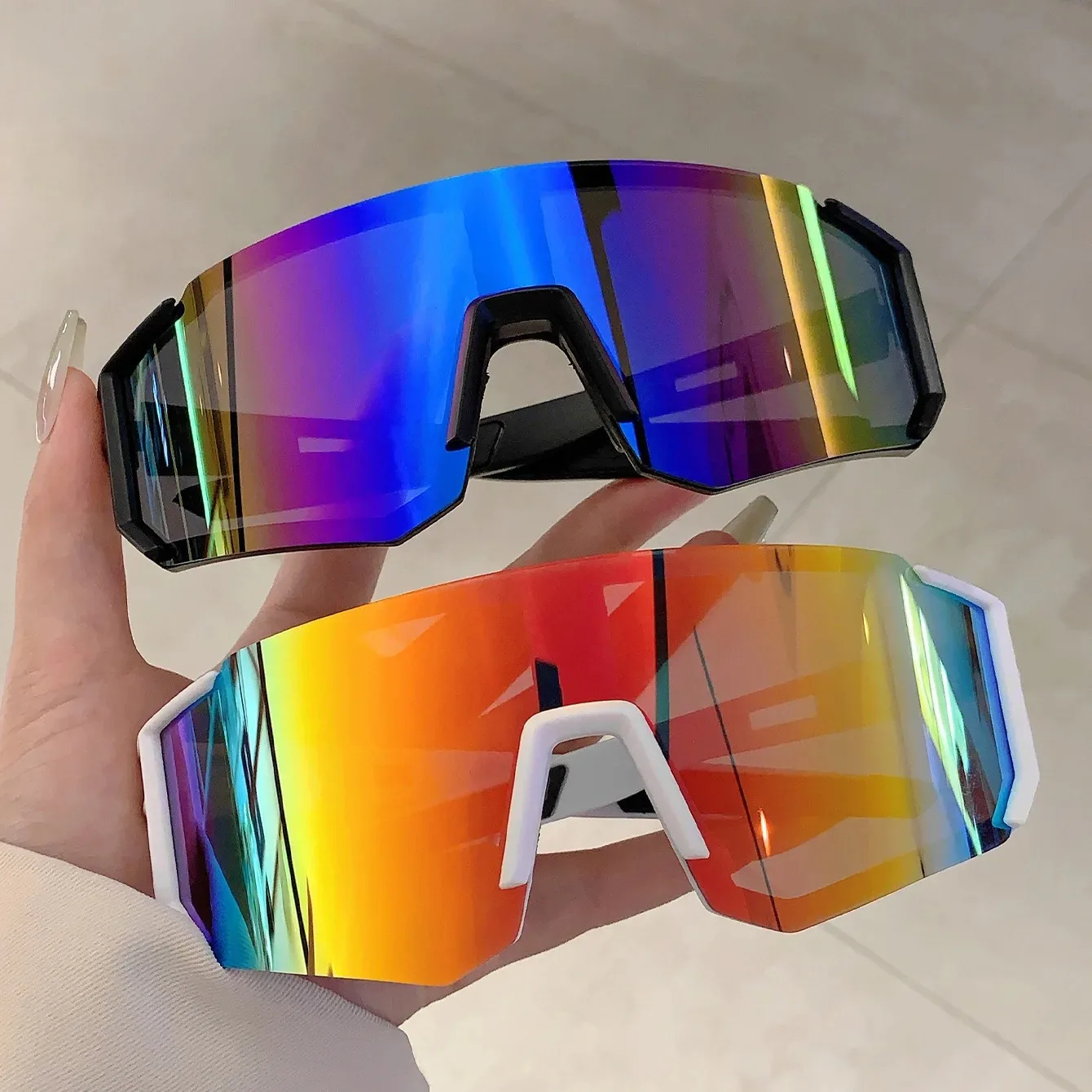 Cycling Glasses - Outdoor-Sportsonnenbrille für Herren, Leichte Übergroße Männer-Sonnenbrillen,