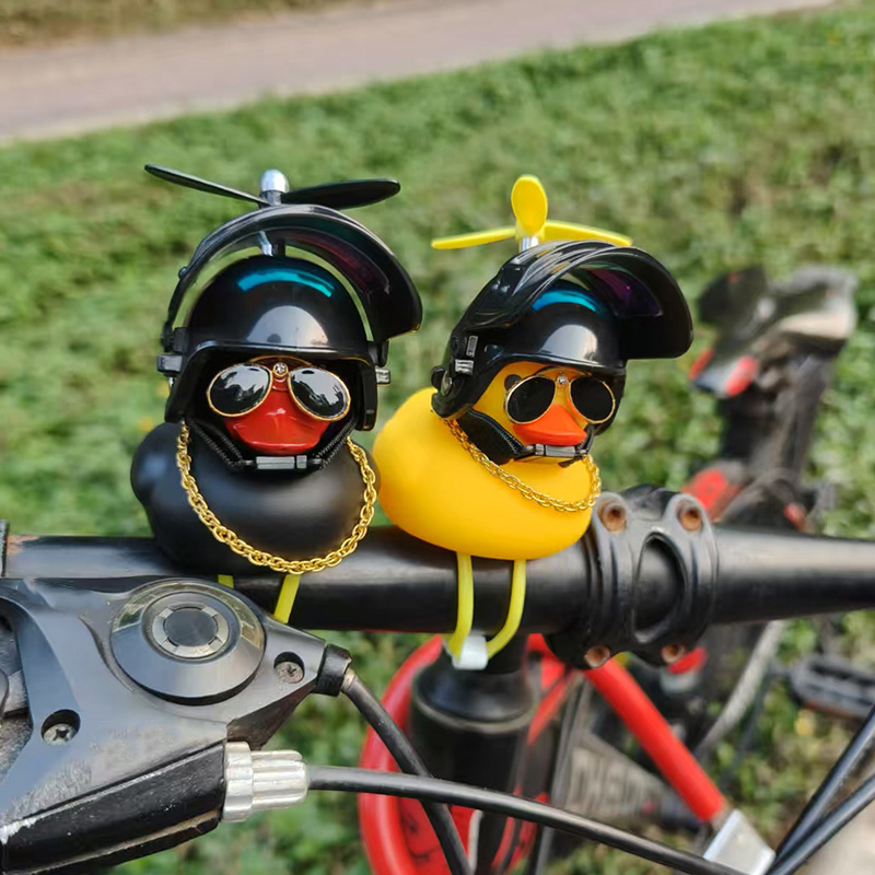 Yellow Cycling Gear - Niedliche Gummi-Ente, Fahrradlenker, Fahrraddekoration mit Propeller,