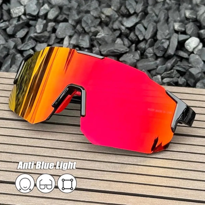 Cycling Glasses - Quadratische Fahrrad-Sonnenbrille mit großem Rahmen, UV-Schutz,