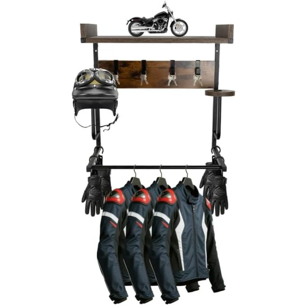 Cycling Gear Wall Hanger - Motorradhelmhalter mit 4 Handschuhhaltern und 4