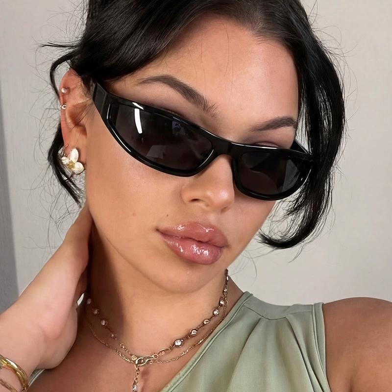 Cycling Glasses - Y2K Schmale Rechteckige Wrap-Around-Sonnenbrille für Damen