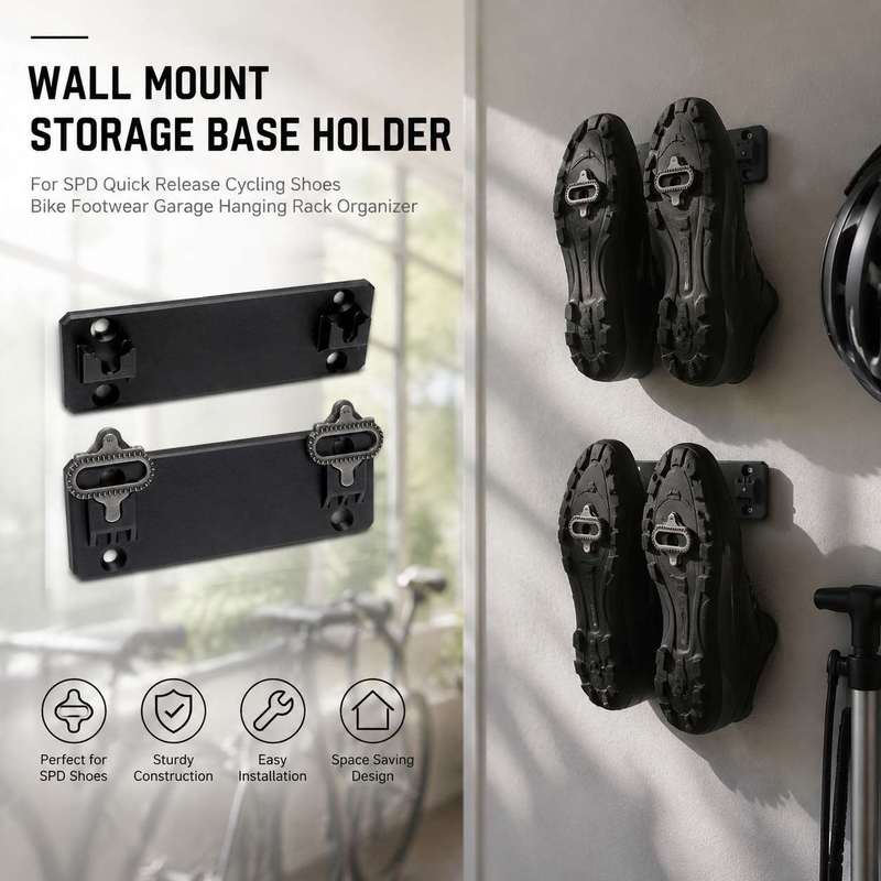 Cycling Gear Wall Hanger - Wandmontierte Aufbewahrungshalterung für SPD-Schnellverschluss-Radschuhe, Fahrradschuhe, Garagen-Hängehalter-Organizer