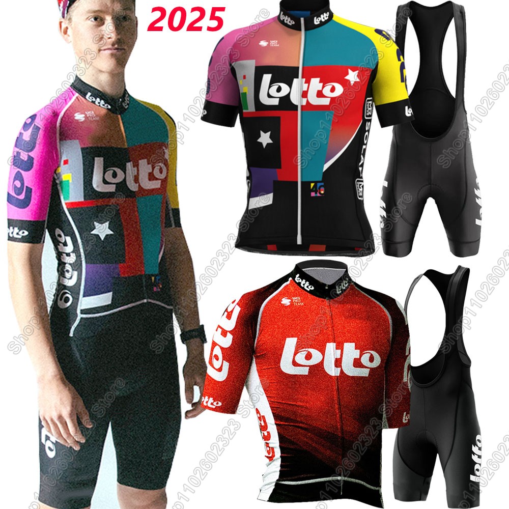 Cycling Gear Leaderboard - Lotto Team 2025, Radtrikot-Set, Sommer, belgische