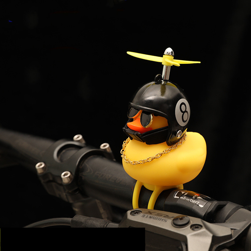 Yellow Cycling Gear - Niedliche Gummi-Ente Fahrradlenker-Dekoration mit Propellern, Brille,