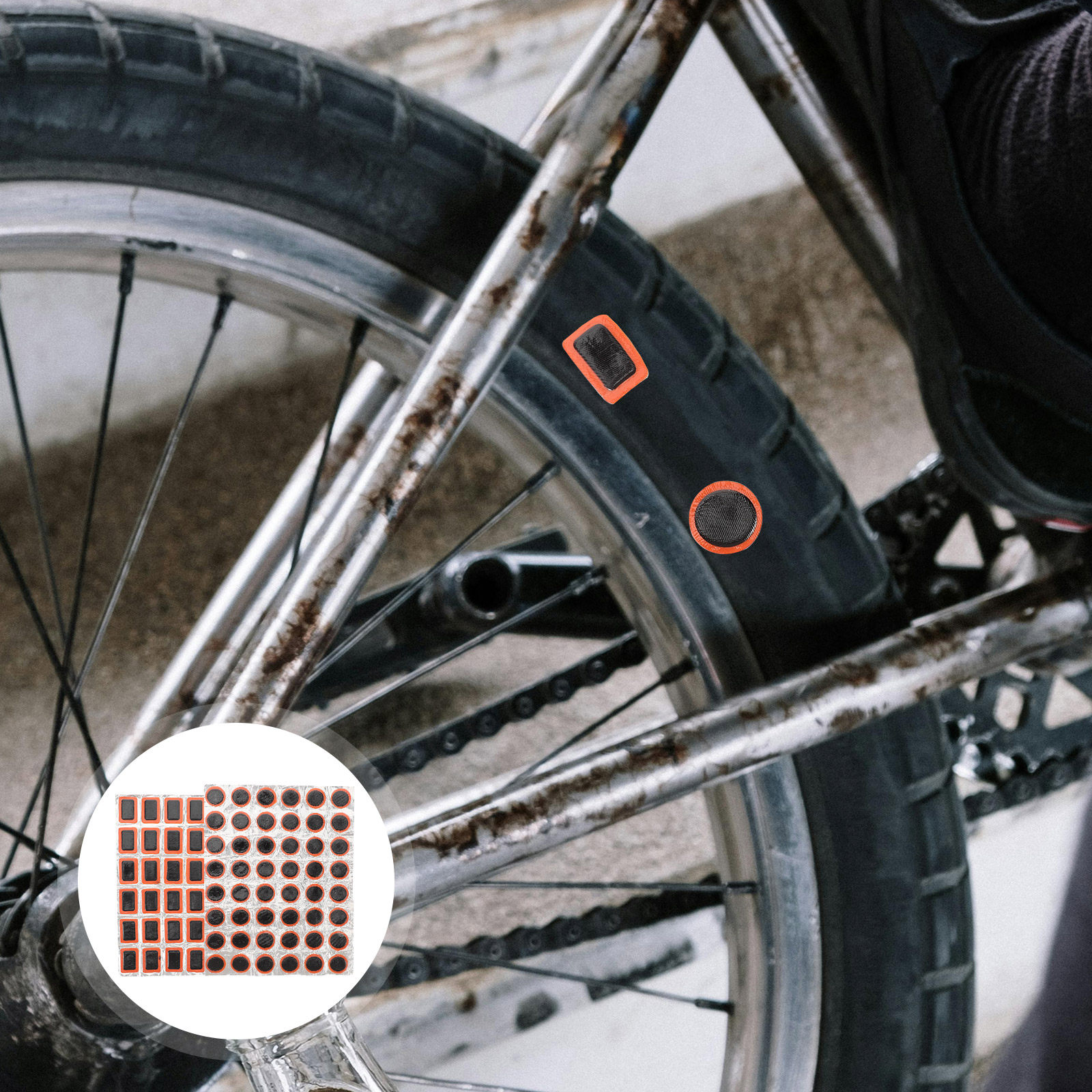 Bike Tube Repair Kit - 2-teiliges Fahrradreifen-Reparaturset, klebstofffrei, leicht und tragbar,