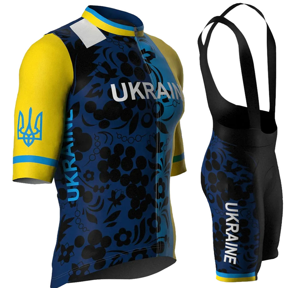 Cycling Gear Leaderboard - Ukraine Nationalmannschaft 2026 Radsport-Trikot-Set Sommer-Fahrradbekleidung Rennrad-Shirts