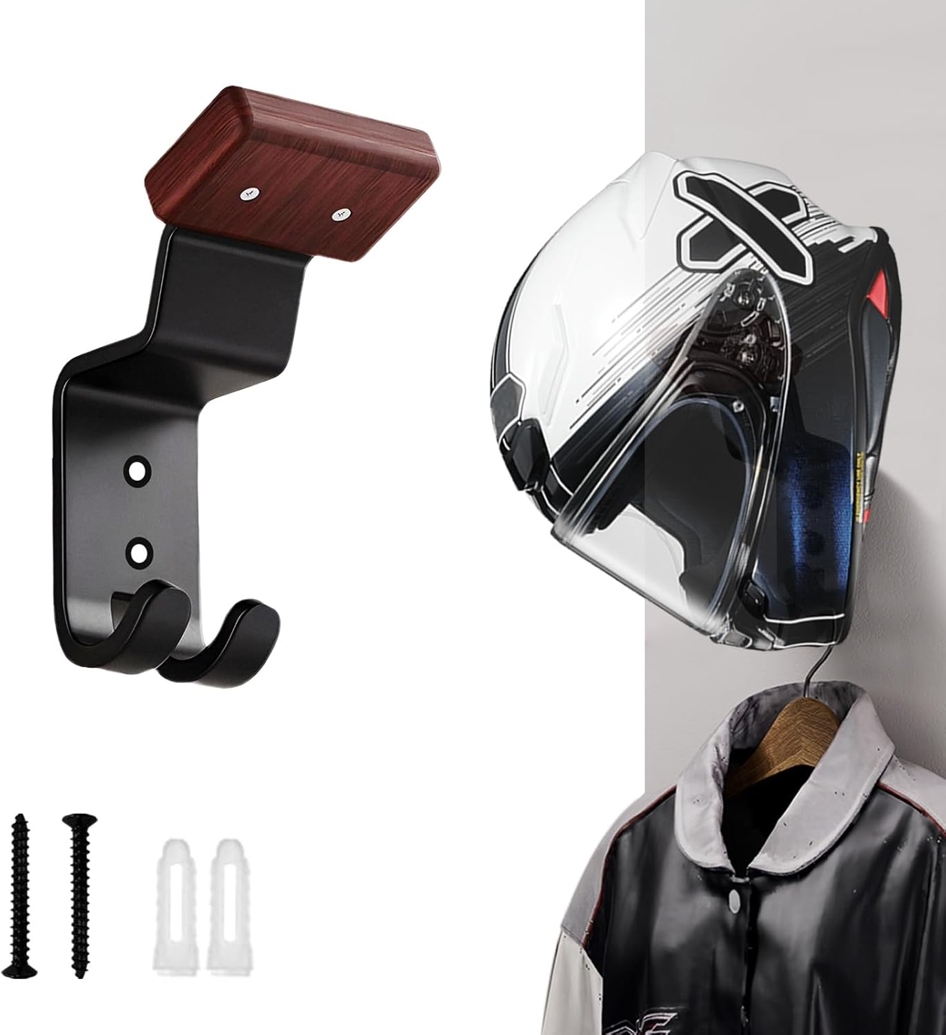 Cycling Gear Wall Hanger - Motorradhelmhalter Wandmontage, Robuster Helmaufhänger mit Schlüsselhaken
